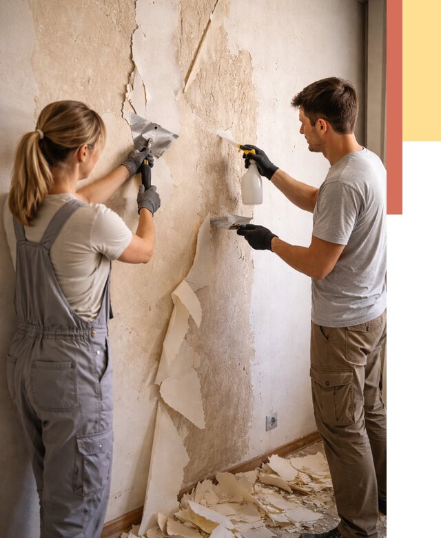 Снятие старых обоев в Ломоносове от 5379 руб. под ключ недорого | ОТДЕЛОЧНИК-Лмн