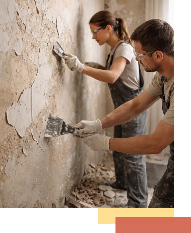 Снятие старой шпаклевки и подготовка поверхностей в Ломоносове