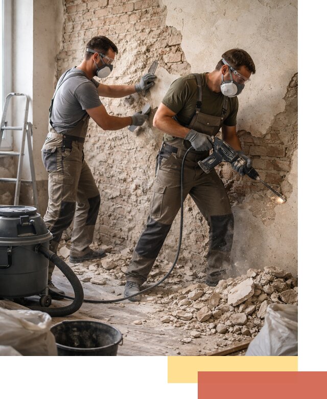 Демонтаж штукатурки со стен в Ломоносове быстро и аккуратно