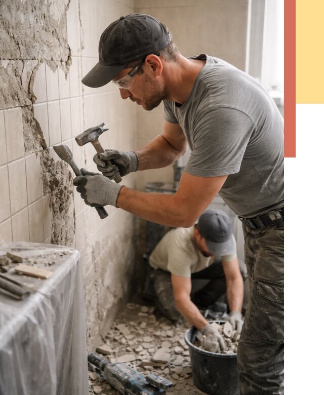 Демонтаж плитки со стен в Ломоносове от 871 руб. — быстро и недорого | ОТДЕЛОЧНИК-Лмн