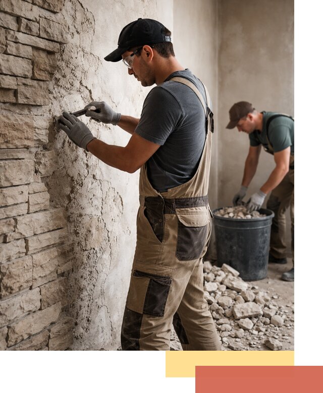 Демонтаж декоративного камня в Ломоносове профессионально и безопасно