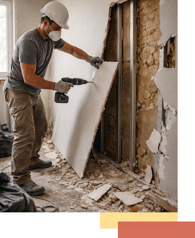 Демонтаж гипсокартона со стен в Ломоносове качественно и быстро