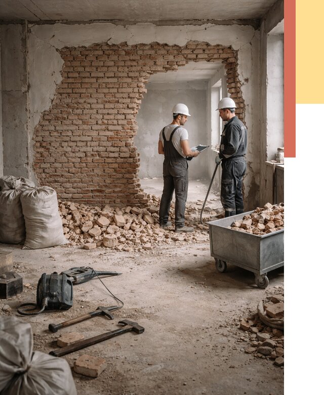 Демонтаж кирпичных стен в Ломоносове от 4303 руб. — быстро, недорого, под ключ | ОТДЕЛОЧНИК-Лмн