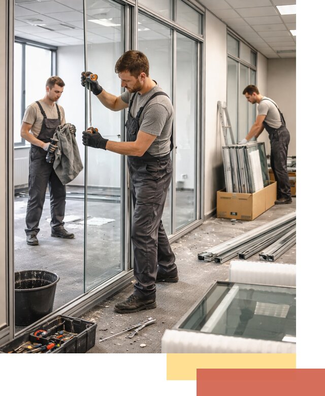 Демонтаж стеклянных перегородок в Ломоносове быстро и безопасно