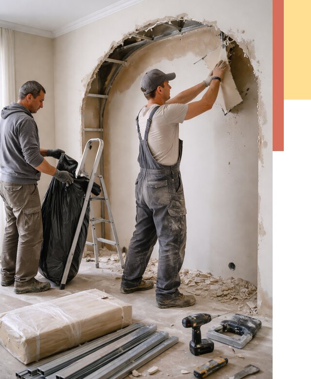 Демонтаж арки из гипсокартона в Ломоносове от 3586 руб. — услуги под ключ | ОТДЕЛОЧНИК-Лмн