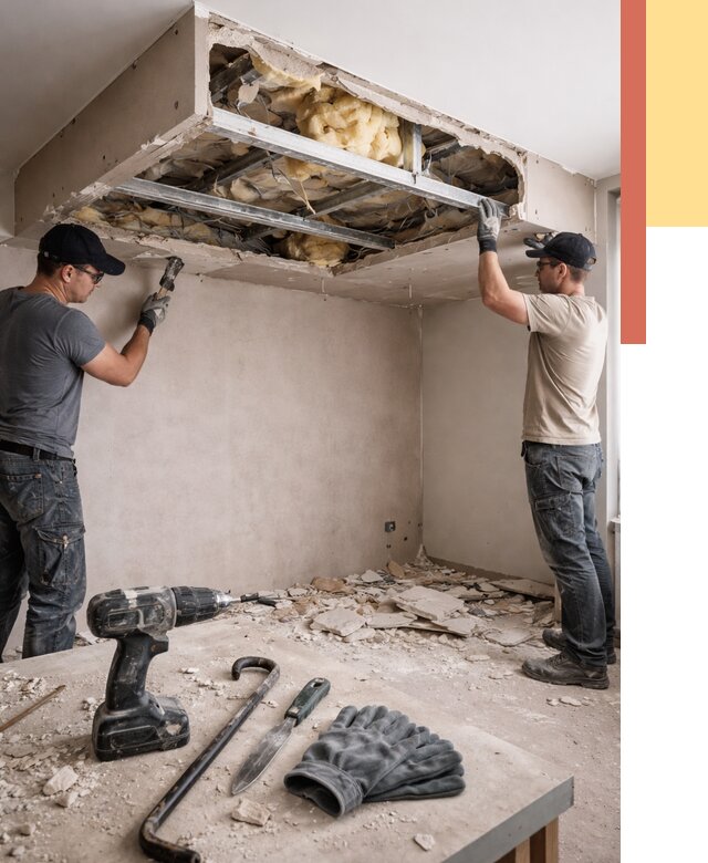 Демонтаж короба из гипсокартона в Ломоносове от 1557 руб. — быстро и недорого | ОТДЕЛОЧНИК-Лмн