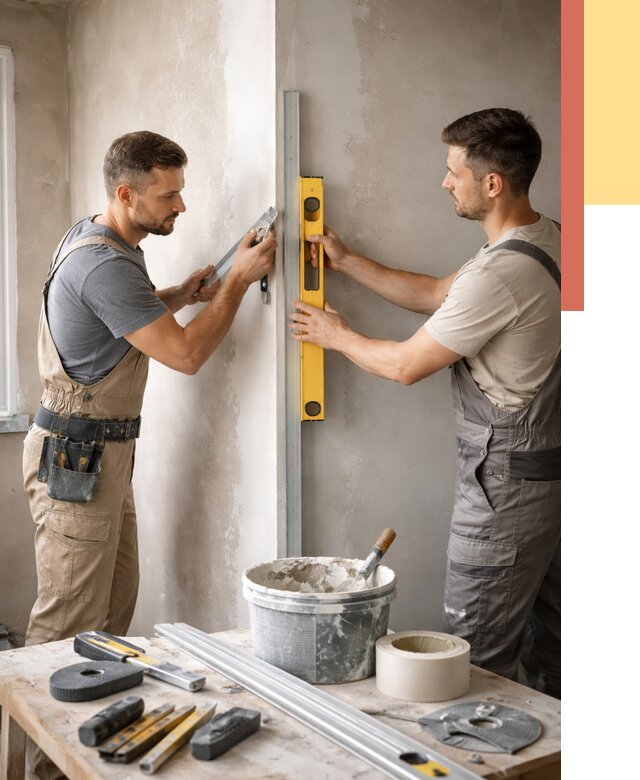 Выведение углов стен в Ломоносове от 1895 руб. быстро и недорого | ОТДЕЛОЧНИК-Лмн