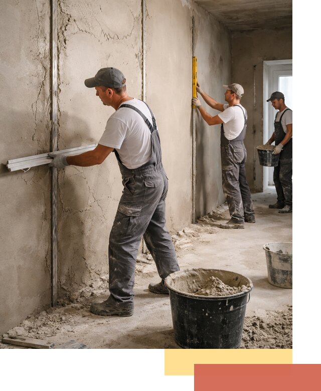 Штукатурка стен по маякам в Ломоносове — точная и ровная поверхность