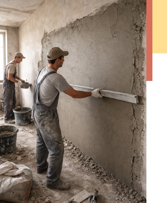 Цементная штукатурка стен в Ломоносове от 4610 руб/м2 — быстро и недорого | ОТДЕЛОЧНИК-Лмн