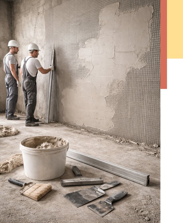 Штукатурка стен по сетке в Ломоносове от 5635 руб./м2 — быстро и недорого | ОТДЕЛОЧНИК-Лмн