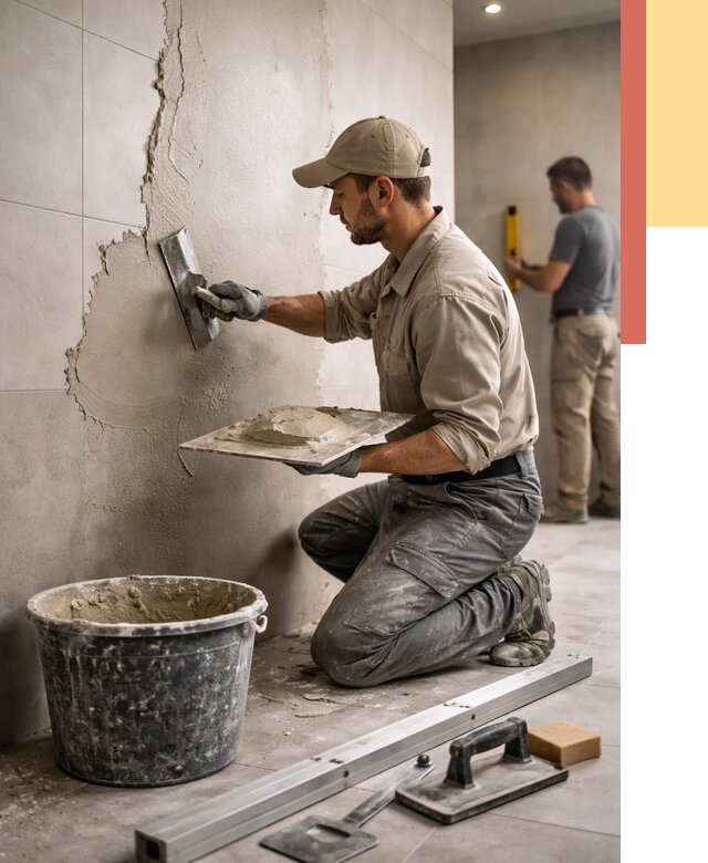 Штукатурка стен в ванной в Ломоносове от 4610 руб./м² — выравнивание под ключ | ОТДЕЛОЧНИК-Лмн