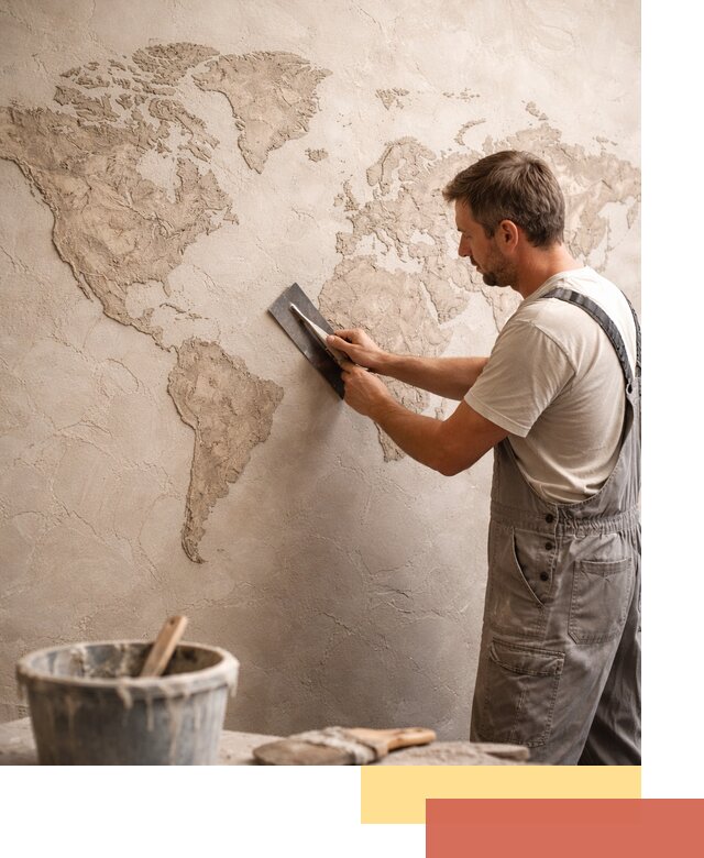 Декоративная штукатурка «Карта мира» под ключ в Ломоносове