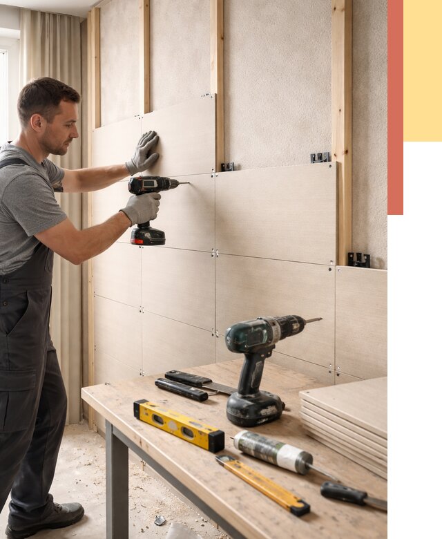 Монтаж МДФ панелей на стены в Ломоносове от 1281 руб. под ключ | ОТДЕЛОЧНИК-Лмн