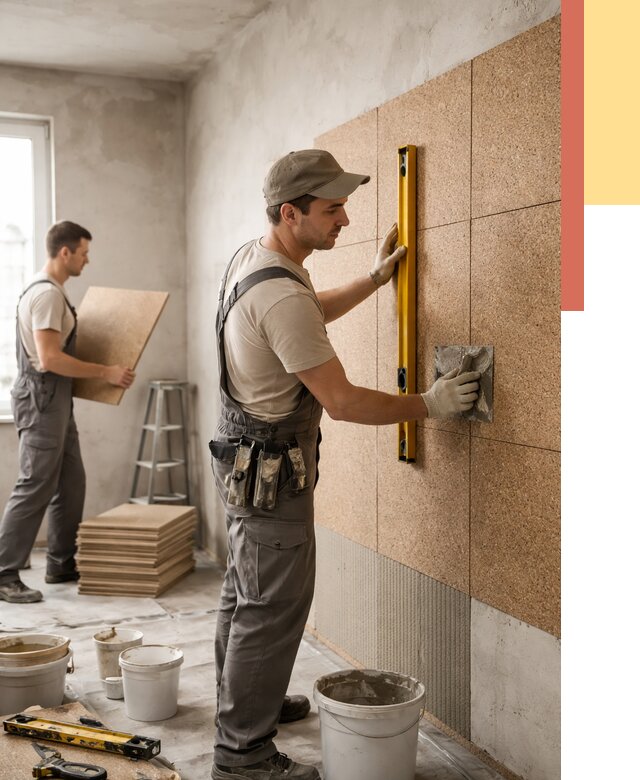 Монтаж пробковых панелей на стены в Ломоносове от 3586 руб. — ОТДЕЛОЧНИК-Лмн