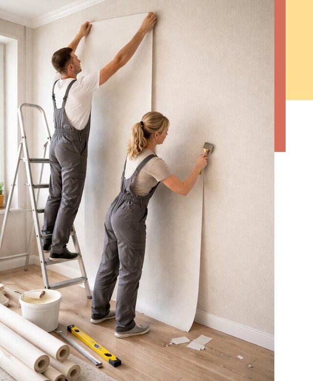 Поклейка флизелиновых обоев в Ломоносове от 6147 руб. | Быстро и недорого — ОТДЕЛОЧНИК-Лмн