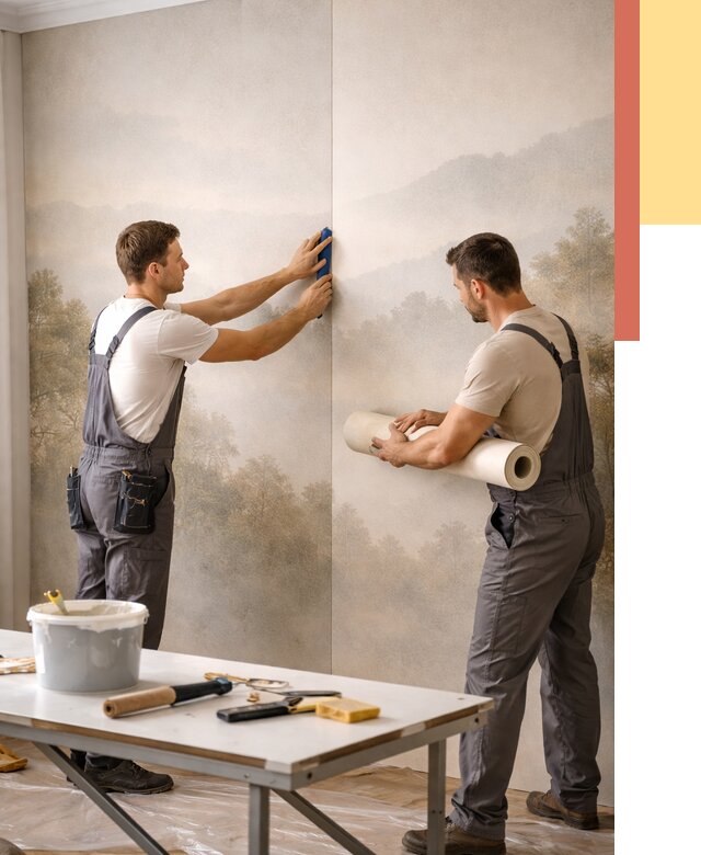 Поклейка фотообоев в Ломоносове от 8708 руб/м² — быстро и недорого | ОТДЕЛОЧНИК-Лмн