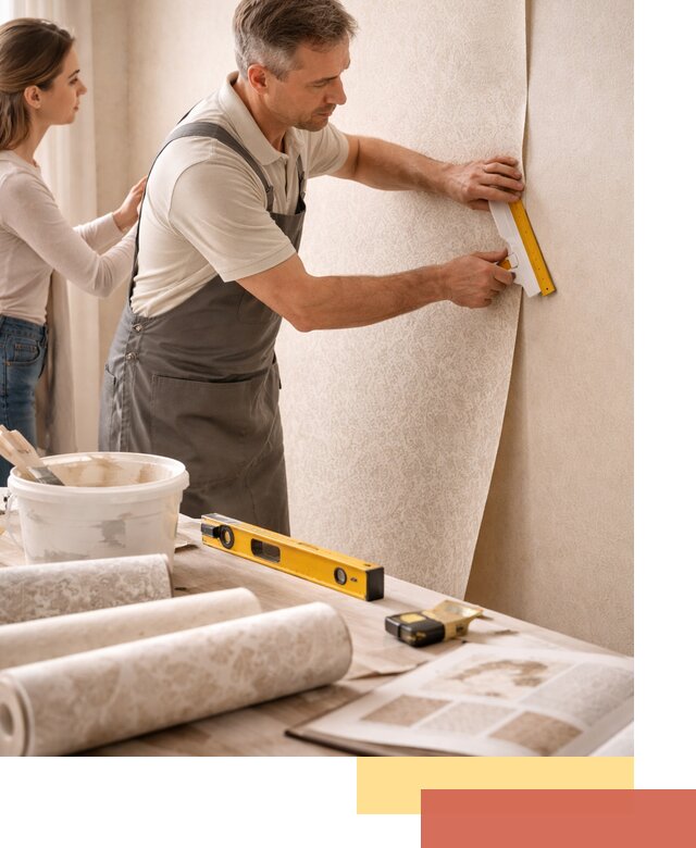 Поклейка обоев с подбором рисунка в Ломоносове