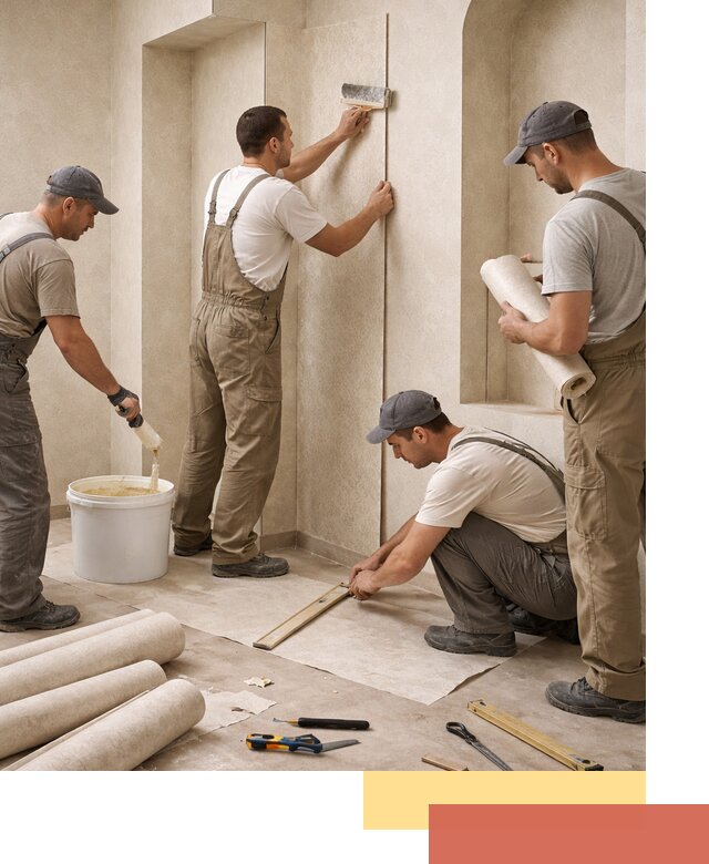 Поклейка обоев на сложные стены и неровные поверхности в Ломоносове