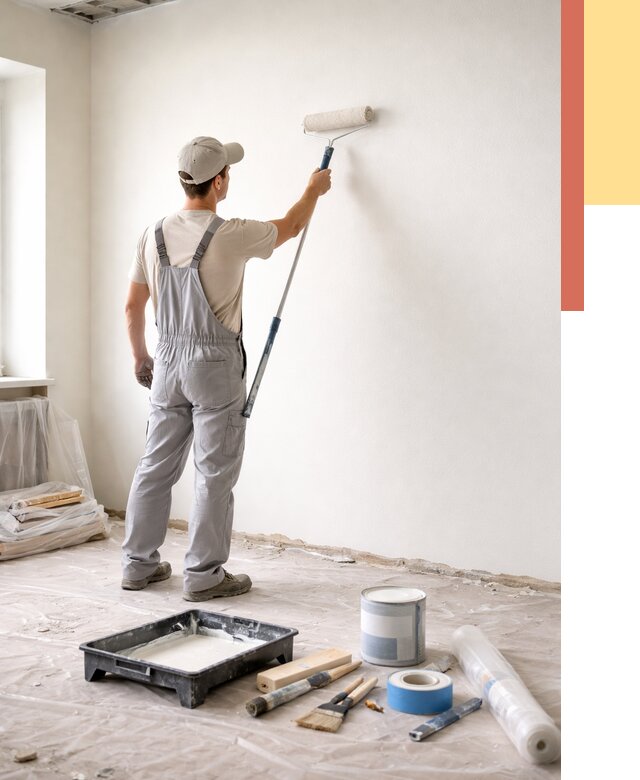 Покраска стен водоэмульсионной краской в Ломоносове от 461 руб. за м² | ОТДЕЛОЧНИК-Лмн