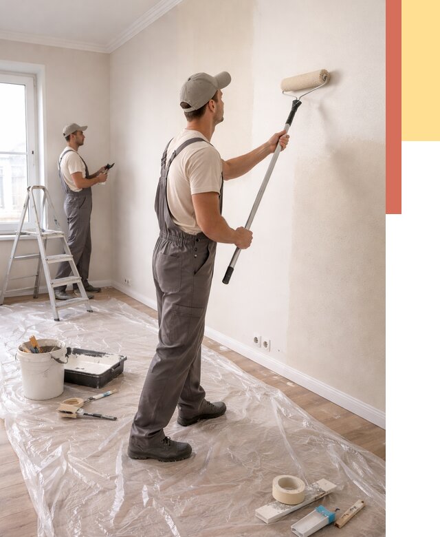 Покраска стен акриловой краской в Ломоносове от 3586 руб./м² — быстро и недорого | ОТДЕЛОЧНИК-Лмн