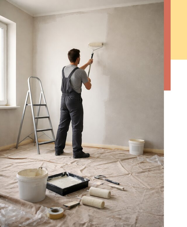 Покраска стен моющейся краской в Ломоносове от 359 руб./м² — быстро и недорого | ОТДЕЛОЧНИК-Лмн