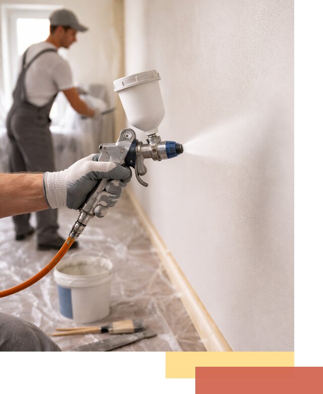 Покраска стен краскопультом в Ломоносове быстро и качественно