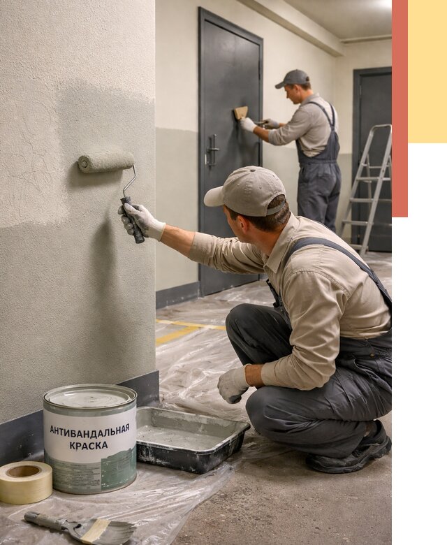 Покраска стен антивандальной краской в Ломоносове от 4610 руб./м² под ключ | ОТДЕЛОЧНИК-Лмн