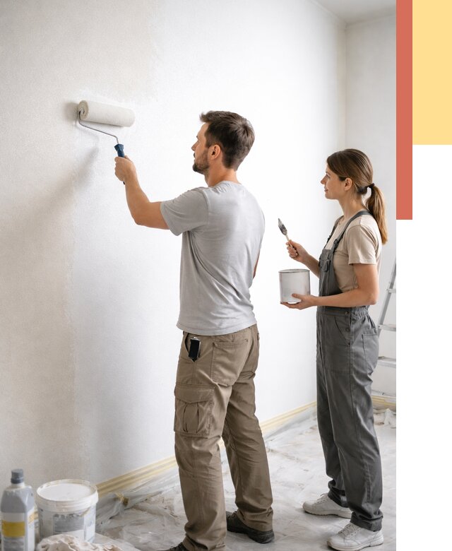 Окраска стен по стеклохолсту в Ломоносове от 4610 руб/м² под ключ | ОТДЕЛОЧНИК-Лмн