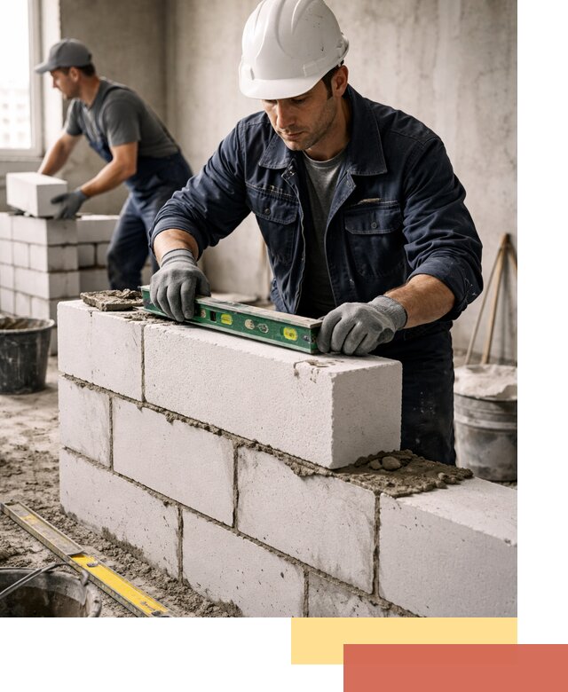 Кладка перегородок из пеноблока под ключ в Ломоносове