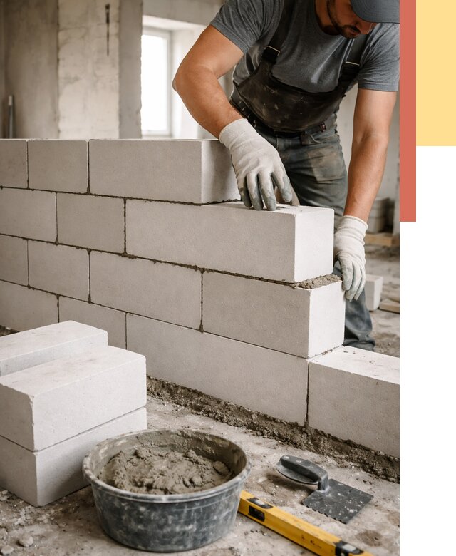 Кладка перегородок из силикатного блока в Ломоносове от 4098 руб. под ключ | ОТДЕЛОЧНИК-Лмн