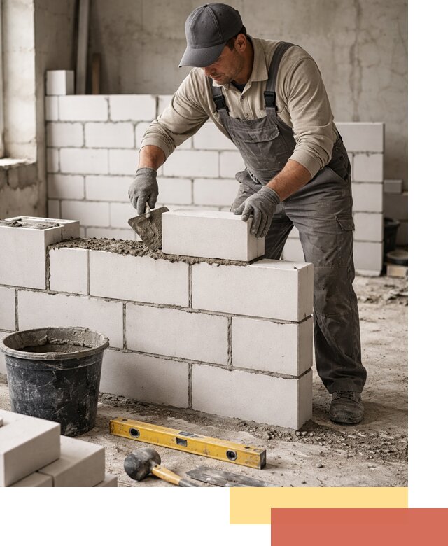 Кладка перегородок из силикатного блока в Ломоносове