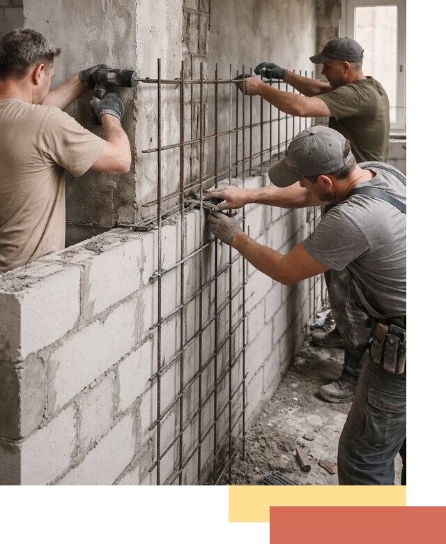 Армирование кладки перегородок в Ломоносове профессионально и надёжно