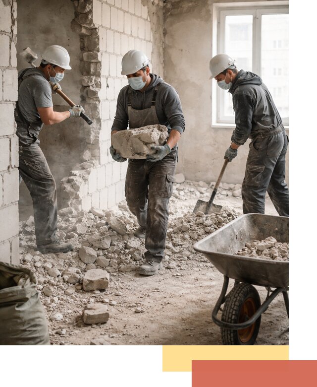 Демонтаж блочных перегородок в Ломоносове быстро и аккуратно