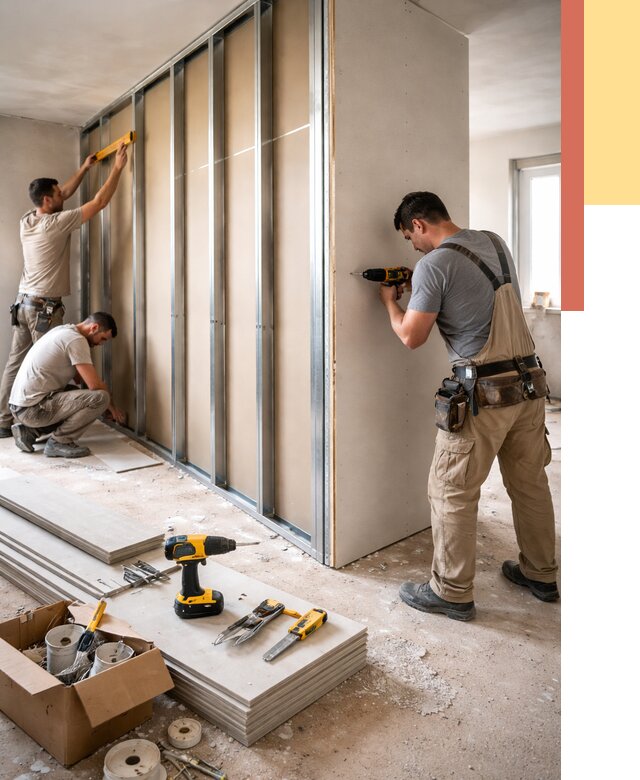 Монтаж однослойной перегородки из гипсокартона в Ломоносове от 666 руб. | ОТДЕЛОЧНИК-Лмн