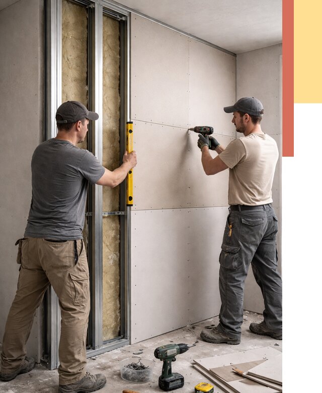 Монтаж двухслойной перегородки из гипсокартона в Ломоносове от 1486 руб. | ОТДЕЛОЧНИК-Лмн