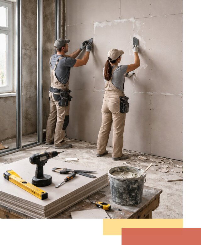 Монтаж двухслойной перегородки из гипсокартона в Ломоносове