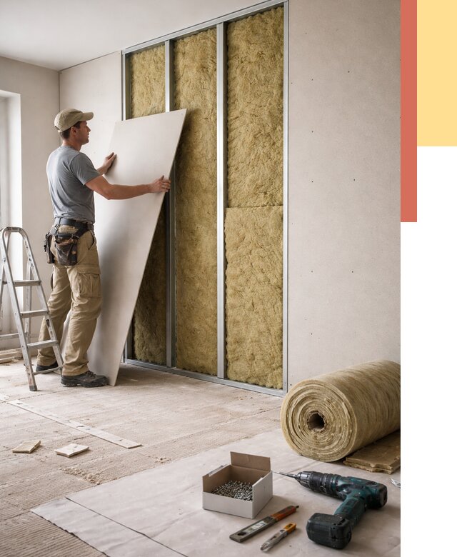 Перегородка из гипсокартона с шумоизоляцией в Ломоносове от 3196 руб. | ОТДЕЛОЧНИК-Лмн