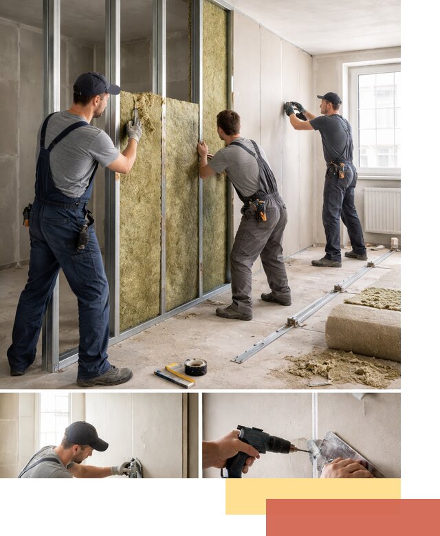 Перегородка из гипсокартона с шумоизоляцией в Ломоносове — монтаж под ключ