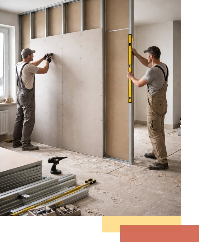 Зонирующая перегородка из гипсокартона под ключ в Ломоносове