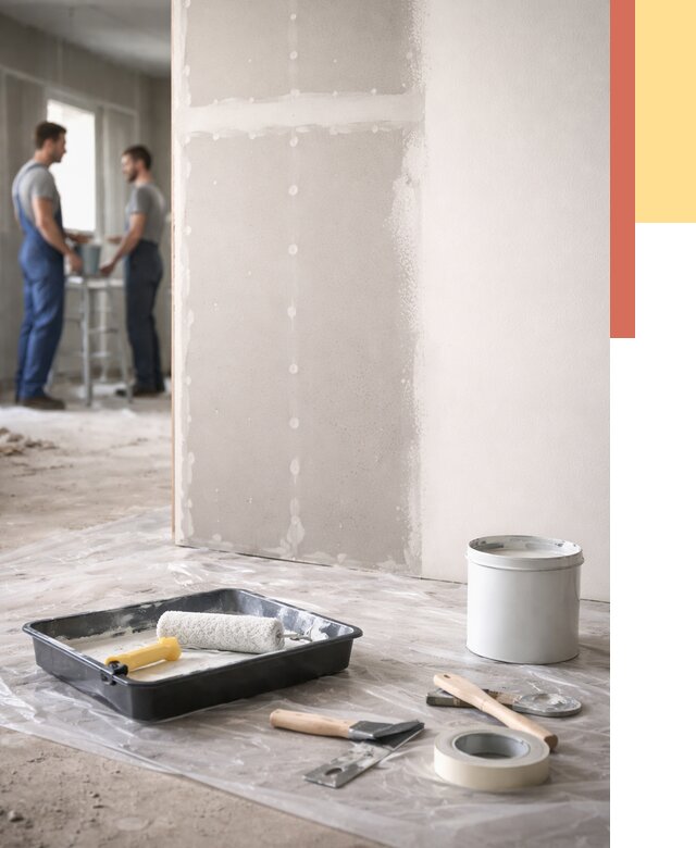 Покраска перегородок из гипсокартона в Ломоносове от 4610 руб. под ключ | ОТДЕЛОЧНИК-Лмн