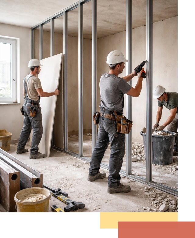 Перенос гипсокартонной перегородки в Ломоносове профессионально и быстро