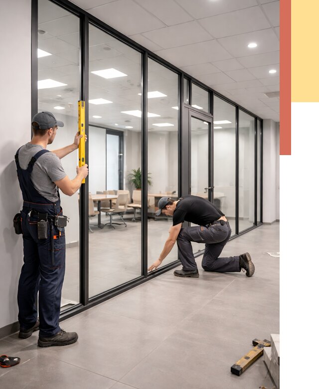 Каркасные стеклянные перегородки в Ломоносове под ключ от 9425 руб. | ОТДЕЛОЧНИК-Лмн