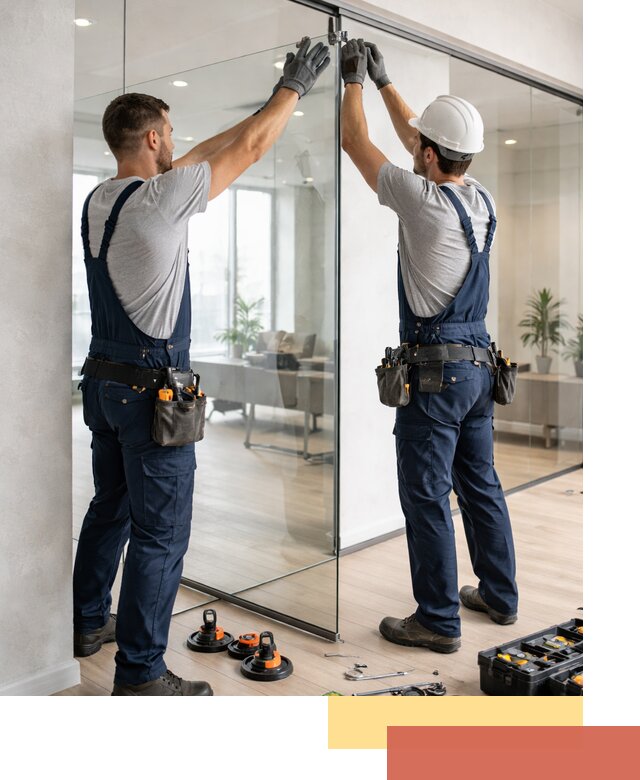 Безрамные стеклянные перегородки под ключ в Ломоносове