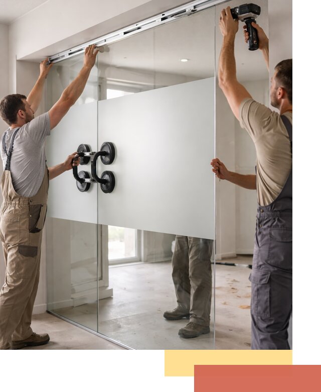 Матовые стеклянные перегородки под ключ в Ломоносове