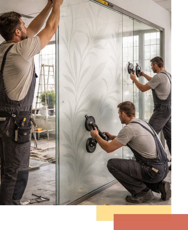 Стеклянные перегородки с рисунком на заказ в Ломоносове