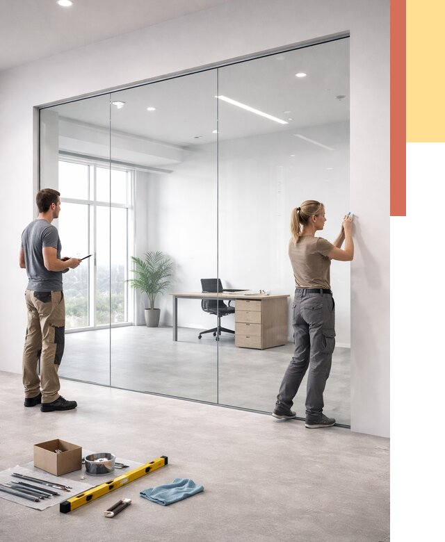 Перегородки из закаленного стекла в Ломоносове от 9733 руб. под ключ | ОТДЕЛОЧНИК-Лмн