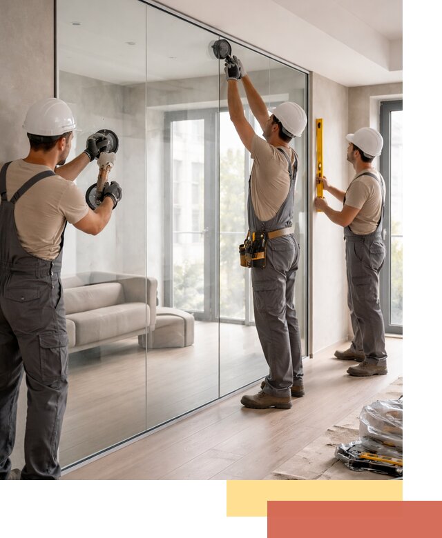 Перегородки из закаленного стекла в Ломоносове для офисов и квартир