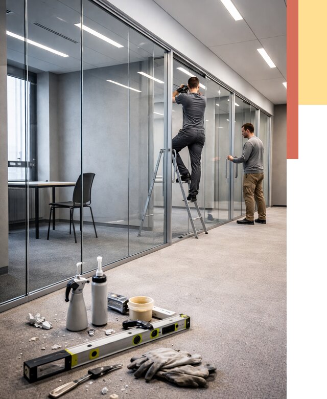 Стеклянные офисные перегородки в Ломоносове от 8708 руб. — монтаж и установка | ОТДЕЛОЧНИК-Лмн