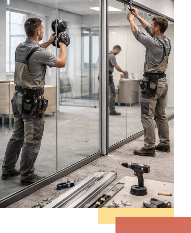 Стеклянные офисные перегородки под ключ в Ломоносове