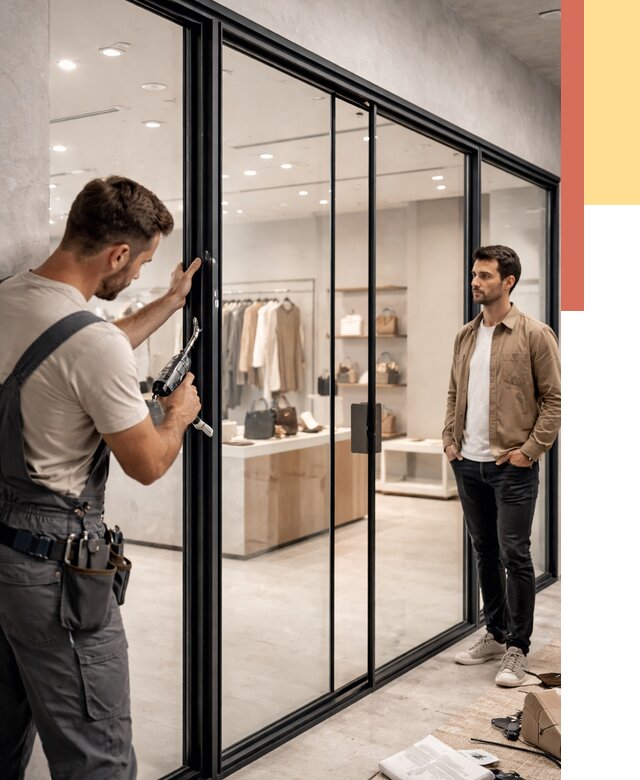 Стеклянные перегородки для магазинов в Ломоносове от 8401 руб. под ключ | ОТДЕЛОЧНИК-Лмн